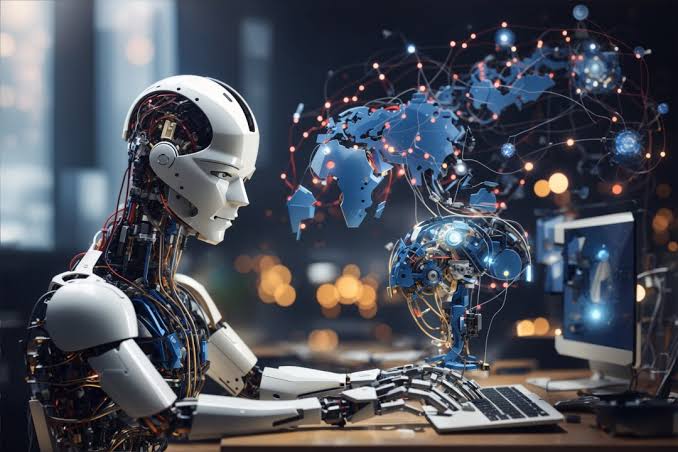 روبوتات صناعية تعمل في خط إنتاج تلقائي